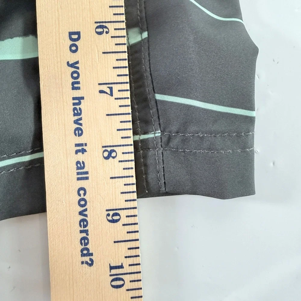 Speedo Eco Hydro Square Leg Swim Board Shorts Volcanic Ash Striped Small NWT‎
